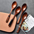 4pc Handmade Japanese Style Wooden Soup Spoons with Tied Line on Handle
