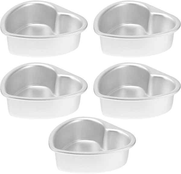Luxshiny 5pcs Mini Heart Cake Pans, 4 Inch Aluminium Bakeware for Wedding, Birthday, Valentine’s Day