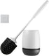 Toilet Brush and Holder Set for Deep Cleaning, Stiff Plastic Bristle, Ventilated Holder (Black Head)