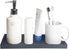 DNC 11.8" Bathroom Counter Tray, Silicone Vanity Tray for Kitchen Sink Soap Holder & Dispenser, Black Countertop