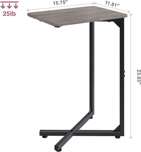 NEFROM ET-X-GY1 C-Shaped End Table, Small Couch Side Table, Sofa TV Tray Table for Living Room, Bedroom, Bedside