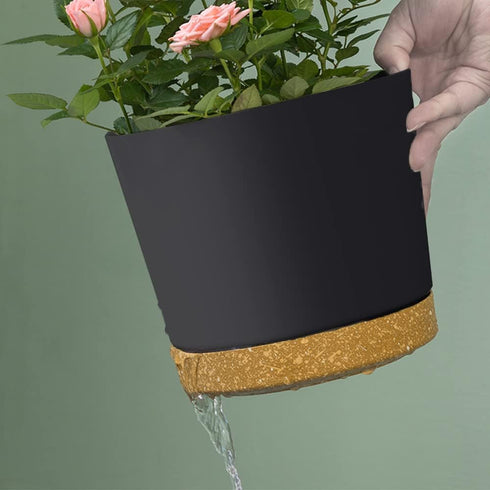 ZMTECH Set of 3 8'' Self Watering Plant Pots, Plastic Planters with Drainage Hole and Saucer for Indoor Outdoor Use