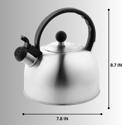 2.5 Liter Whistling Tea Kettle, Modern Stainless Steel Whistling Tea Pot for Stovetop with Cool Grip Handle