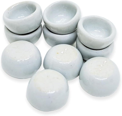 " Inch Diameter White Round Ceramic Sauce Bowls, Set of 10 Pieces Miniature Tableware