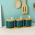 Simple Pure Color Ceramic Spice Jar, Seasoning Box with Bamboo Lid and Spoon