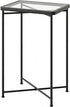4 Garden you Small Side Table, Glass End Table, Outdoor Side Table with Metal Frame, Mini Bedside Table for Living