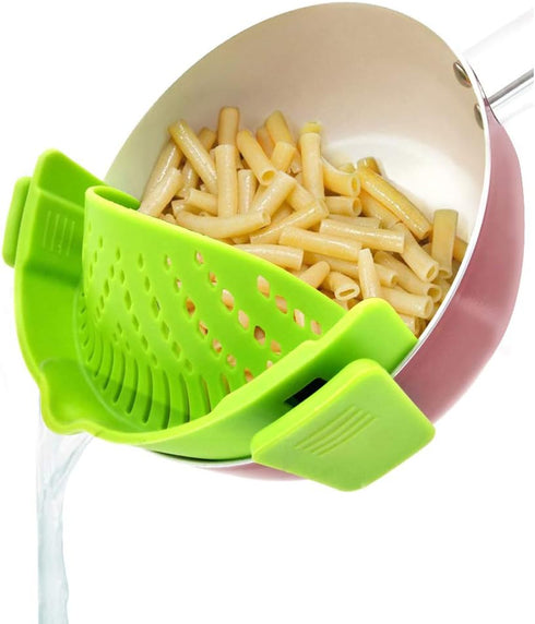 YEVIOR Clip on Strainer for Pots and Pans, Hands-Free Food Strainer for Spaghetti, Fits All Bowls and Pots