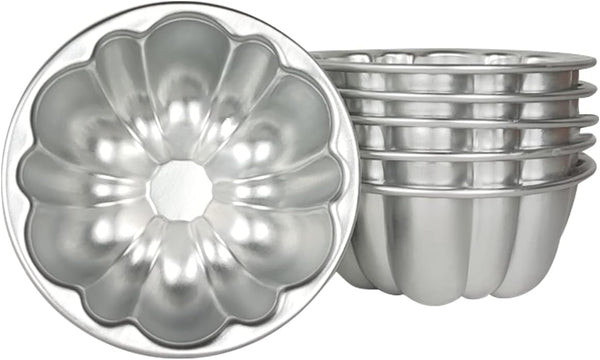 Weilan Egg Tart Molds Flower Shape, Aluminum Alloy Nonstick Pudding Pan, Cupcake Muffin Cups for Steaming and Baking