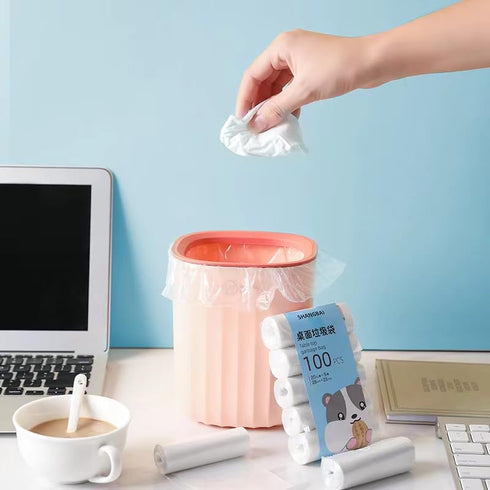 Small Desktop Trash Can with Lid, Cute Mini Garbage Bin for Office Countertop and Coffee Table