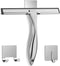 All-Purpose Stainless Steel Shower Squeegee, 10 Inch with 2 Adhesive Hooks, Bathroom Cleaner Tool for Glass, Tile, Car