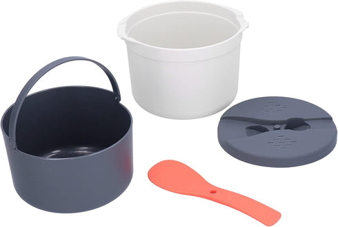 Microwave Rice Cooker - Microwave Rice and Pasta Cooker with Spoon, Easy Cooking or Reheating Set, Red