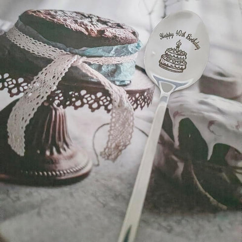 Happy 40th Birthday Spoon Gifts for Women Men, 40 Years Old Birthday Gift for Aunt Brother