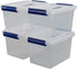Ggbin 4 Pack 6 Quart Latching Storage Box - Small Lidded Storage Container Bin with Handle, Clear