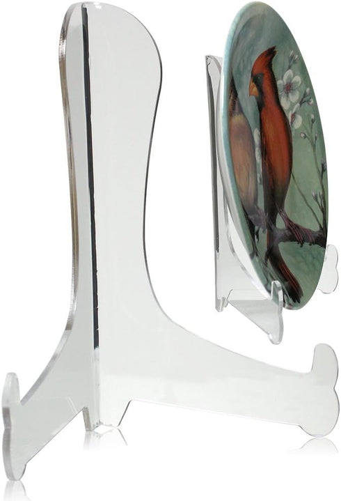 BANBERRY DESIGNS Clear Acrylic Easels - 5" H Fixed Position Tabletop Display Stand for Plates, Pictures, Books, Plaques