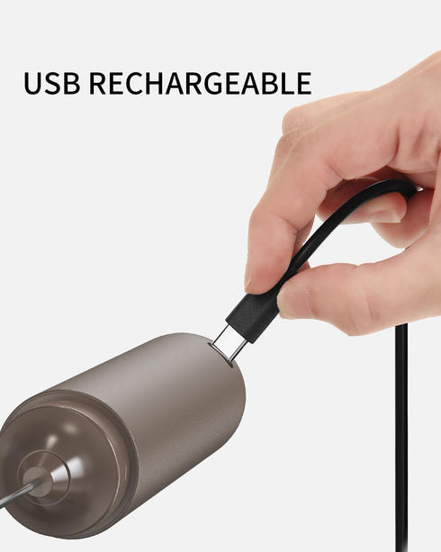 CIRCLE JOY Portable Rechargeable Milk Frother Hanheld, Dual Spring Whisk Electric Coffee Frother Wand Drink Mixer