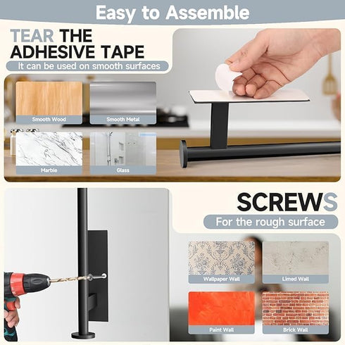 FISHCLOUD SUS304 Paper Towel Holder Wall Mount - Self Adhesive No Drill or Drilling, Stainless Steel - Kitchen