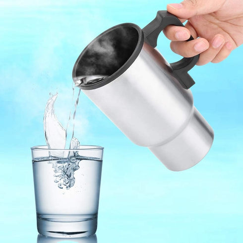 Stainless Steel Heating Cup, 12V 450mL Electric Car Heating Coffee Milk Cup, Compact Electric Car Lighter Kettle Boiler