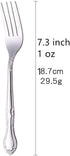 12-Piece Stainless Steel Dinner Fork Set, 7.3-inch Classic Flatware Silverware with Flower Edge - Silver