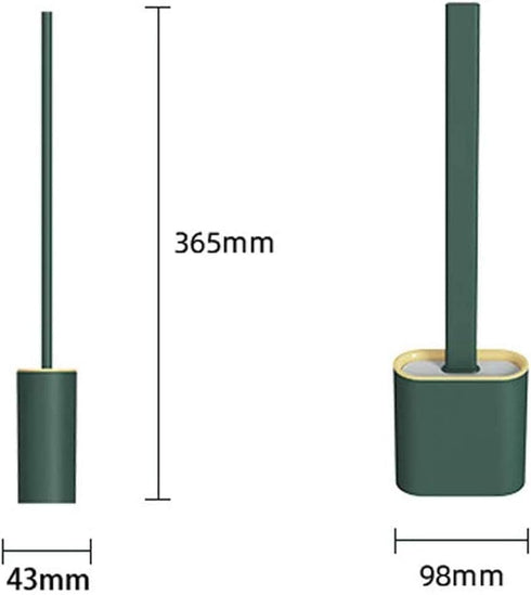 Revolutionary Silicone Flex Toilet Brush with Holder, No-Slip Long Handle Cleaning Brush Set with Wall Mounting