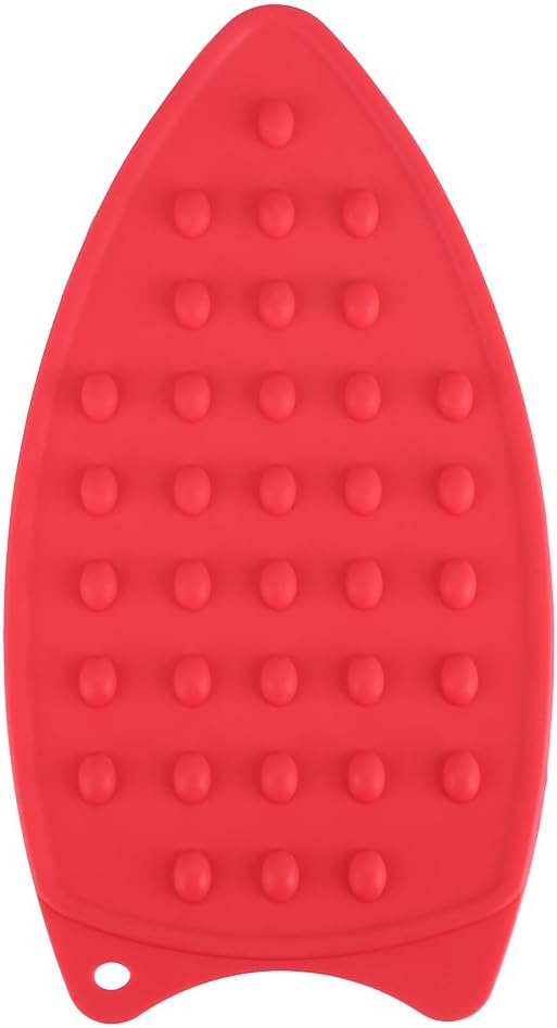 Yosoo Silicone Iron Hot Rest Pad Mat, Iron Stand Mat for Ironing (Red)