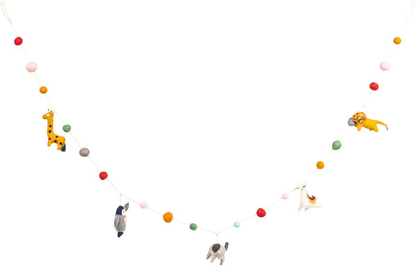 Bloomingville Multicolor Wool Felt Animal Shaped Garland for Home Decor