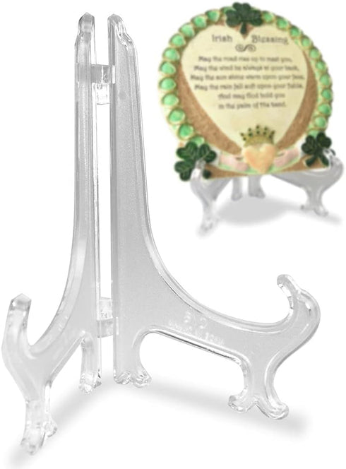 BANBERRY DESIGNS Clear Frosted Easels, Pack of 10 Stands, 7" H for Displaying Book, Picture, Plate