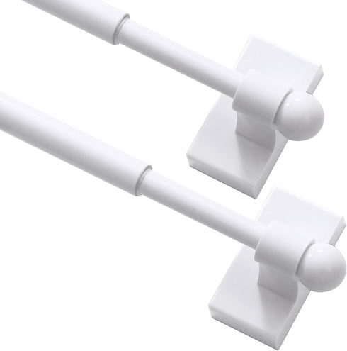 Turquoize Magnetic Curtain Rods, 2 Pack, Adjustable Length from 9 inch to 16 inch, White