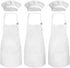 Novelty Place Kid's Apron with Chef Hat Set (3 Set), Skin-friendly Children’s Bib with Pocket for Cooking, Baking,