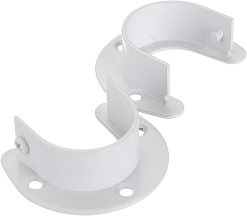 OwnMy 4 Packs Closet Rod End Supports, U Shaped Stainless Steel Flange Rod Holder for Wardrobe Shelf, White