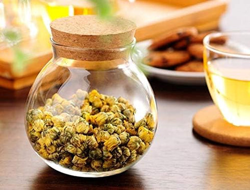 1PCS 500ML/17OZ Glass Favor Jars with Cork Lids, Transparent Round Food Storage Bottles for Kitchen
