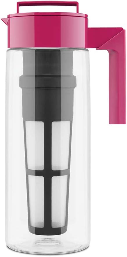 Takeya 2 Quart Flash Chill Iced Tea Maker, Airtight & Durable Jug, Raspberry