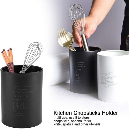 Kitchen Utensil Holder, Black Stainless Steel 3.9x5.1in Spoon Holder with Drainage Holes for Kitchen Counter