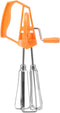 Classic Hand Crank 18/10 Stainless Steel Churner - Dual Head Design, Manual Hand Mixer for Home Cooking (Orange)