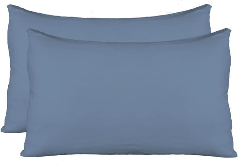 Extra Soft Jersey Knit Pillow Cases, Standard Size Pack of 2, Hidden Zipper, Soft Than Cotton, Denim Blue
