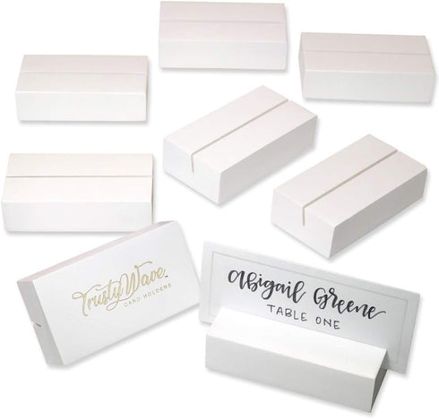 Place Card Holders, Table Numbers/Sign Holder for Wedding, Christmas/Greeting Card Display Stands, Solid Wood Set of 8