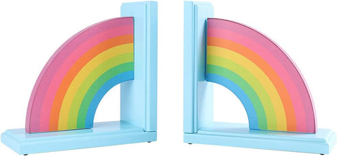 NIKKY HOME Wooden Rainbow Book Ends Non-Skid Cute Bookends Book Stoppers for