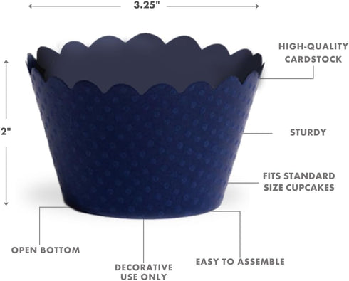 Dress My Cupcake Standard Navy Blue Cupcake Wrappers, Set of 100