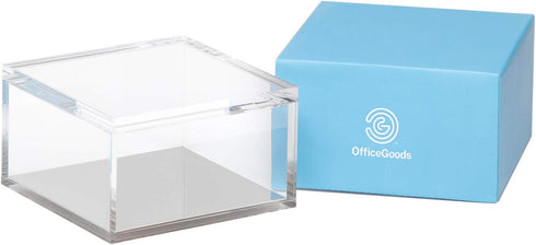 OfficeGoods Acrylic Desk Organizer with Silver Base, Functional & Elegant Storage Box for Home or Office