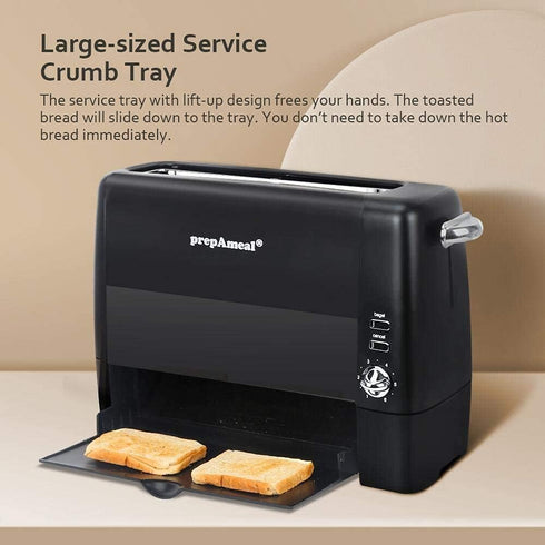 Long Slot Toaster 2 Slice with 6 Shade Settings, Extra Wide Slots, Removable Crumb Tray, for Bagels, Waffles, Snacks