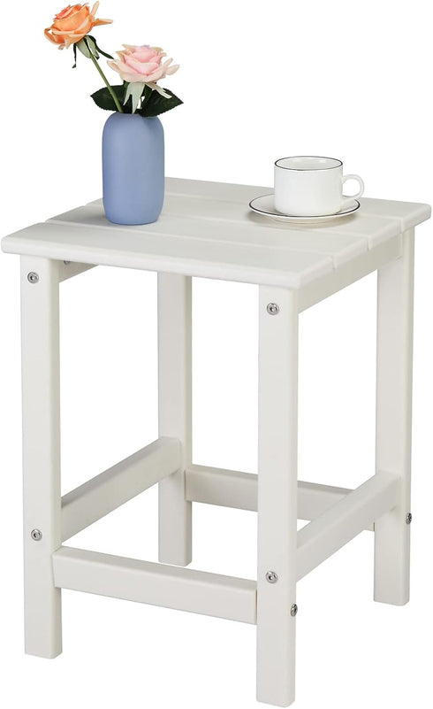 Kcelarec 1-White) Patio Side Table, Pool Composite Patio Table,HDPE End Tables for Backyard,Pool, Indoor Companion
