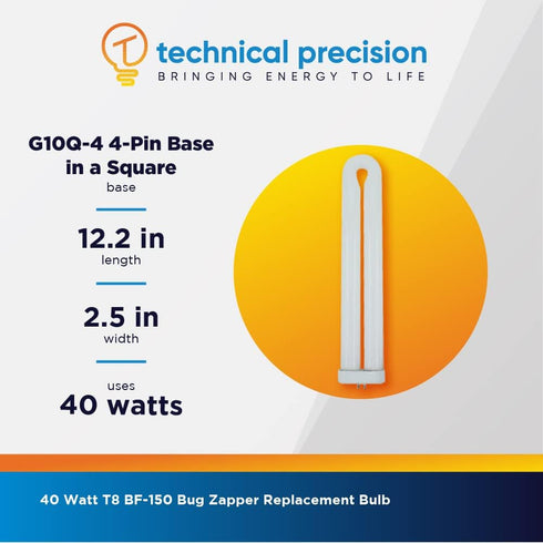 40 Bulb BF-150 BK-80D, FC7600 Bulb 12 Inch Technical Precision Watt Replacement for Flowtron for and Wall Sconce Models