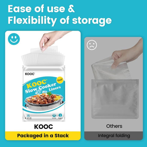 KOOC Slow Cooker Liners 10x13 inch 30 count Small Size Disposable Pot Liners Cooking Bags Fit 1.5QT to 2QT Pot BPA Free Fresh Locking Seal Design