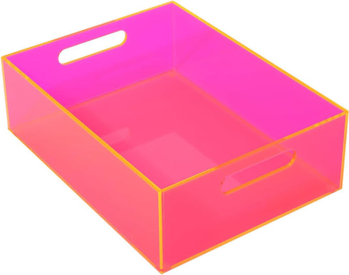 Acrylic Storage Bin, Heavy Duty Pantry Storage Container with Handles for Organizing Fridge, Cabinet, Cupboard