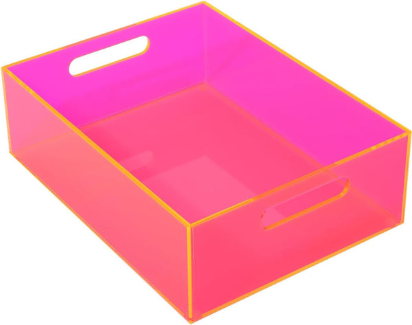 Acrylic Storage Bin, Heavy Duty Pantry Storage Container with Handles for Organizing Fridge, Cabinet, Cupboard