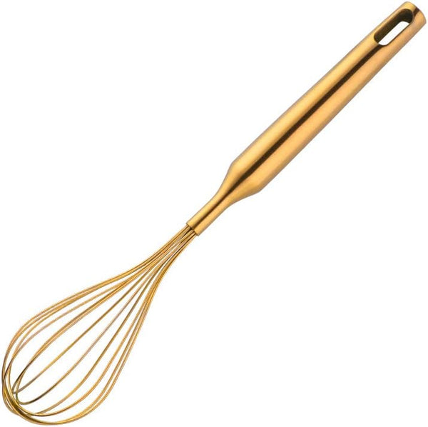 Whisk, 11.81 inch Gold 18/8(304) Stainless Steel Egg Frother/Blender, Utensils for Blending, Whisking, Stirring