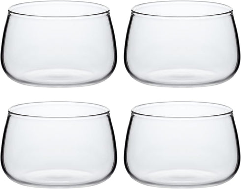 Sizikato 4pcs Clear Glass Dessert Cup, 6 Oz Custard Bowl, Oven Safe Pudding Cup