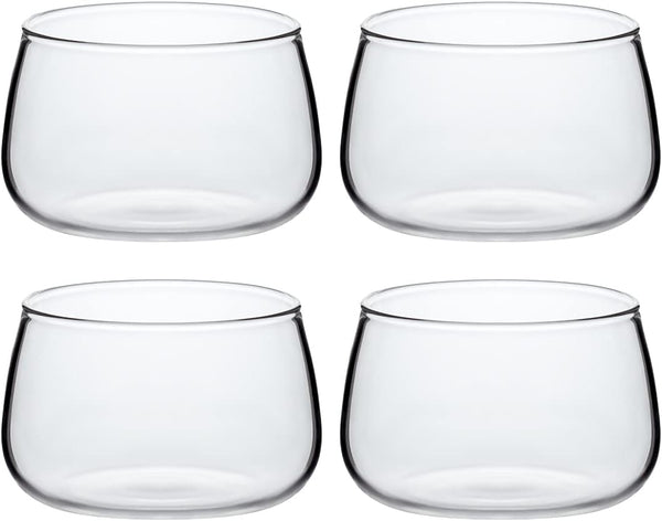 Sizikato 4pcs Clear Glass Dessert Cup, 6 Oz Custard Bowl, Oven Safe Pudding Cup