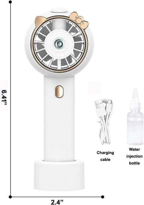 Portable USB Rechargeable Handheld Spray Mini Fan, Misting Fan with 3 Speeds (Cat Series, Pink)