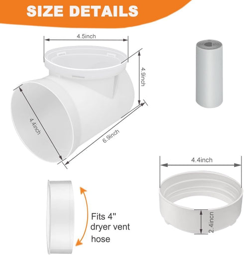 90 Degree Clothes Dryer Vent Elbow, Tight-Fit Connector for 4-Inch Dryer Duct Hose in Narrow Spaces