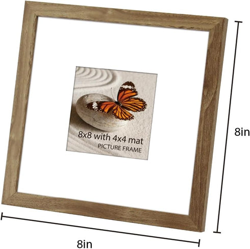 8x8 4x4 8 8 Set 15 Memory Island with Photo Frames for Wall and Tabletop Display, by Walnut Wood Picture Frames with HD